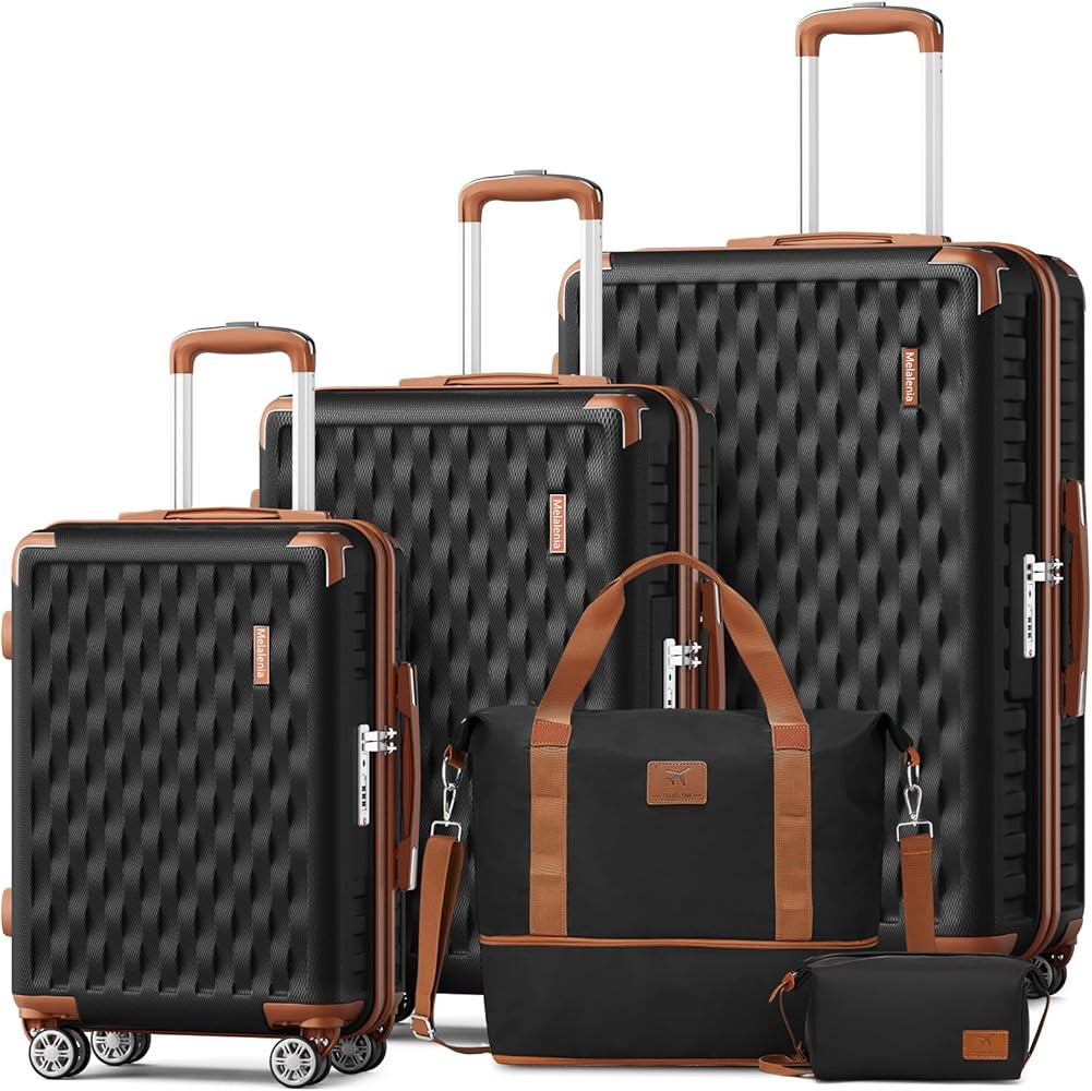 Melalenia Luggage Sets 5 Piece with Duffel Bag, Hard Shell Carry on Suitcase with Spinner Wheels ... | Amazon (US)