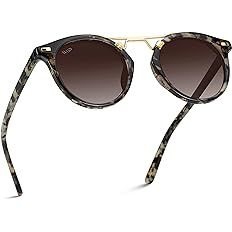 WearMe Pro - Polarized Round Vintage Retro Mirrored Lens Women Metal Frame Sunglasses | Amazon (US)