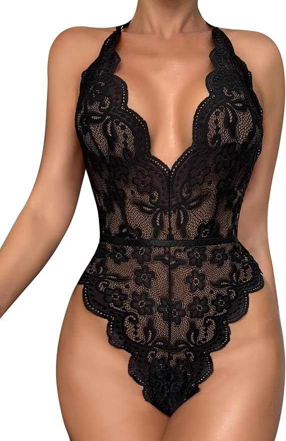 Dlsave Sexy Lingerie for Women,Deep V-Neck Lace Bodysuit Bridal Lingerie Backless One piece Teddy... | Amazon (US)