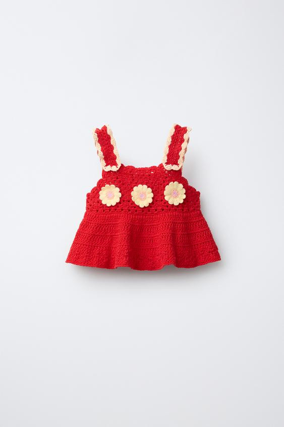 CROCHET KNIT FLORAL TOP | Zara US