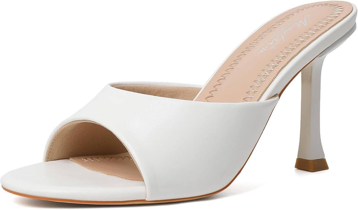 Mostrin Kitten Heels for Women Round Toe Heels With Bow Vintage Mules Sexy Slip on Stiletto Backl... | Amazon (US)