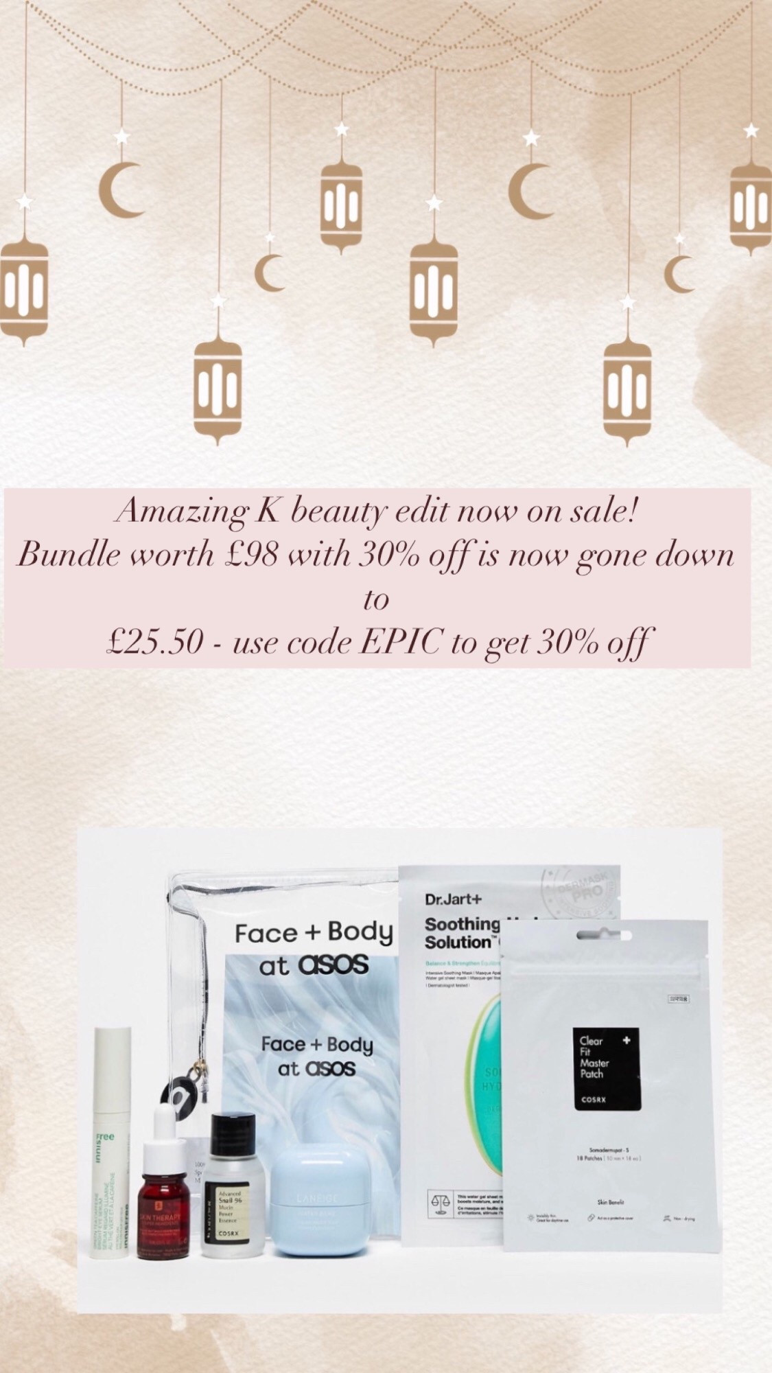 Amazing k beauty edit! Now on sale. Bundle worth £98 is now gone down to £25.50 using code EPIC 

#LTKgiftguide #LTKspring #LTKbeauty