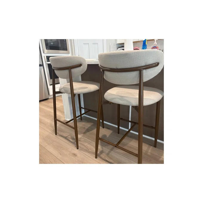 Westhampton Upholstered Counter Stool with Solid Metal Frame | Wayfair North America