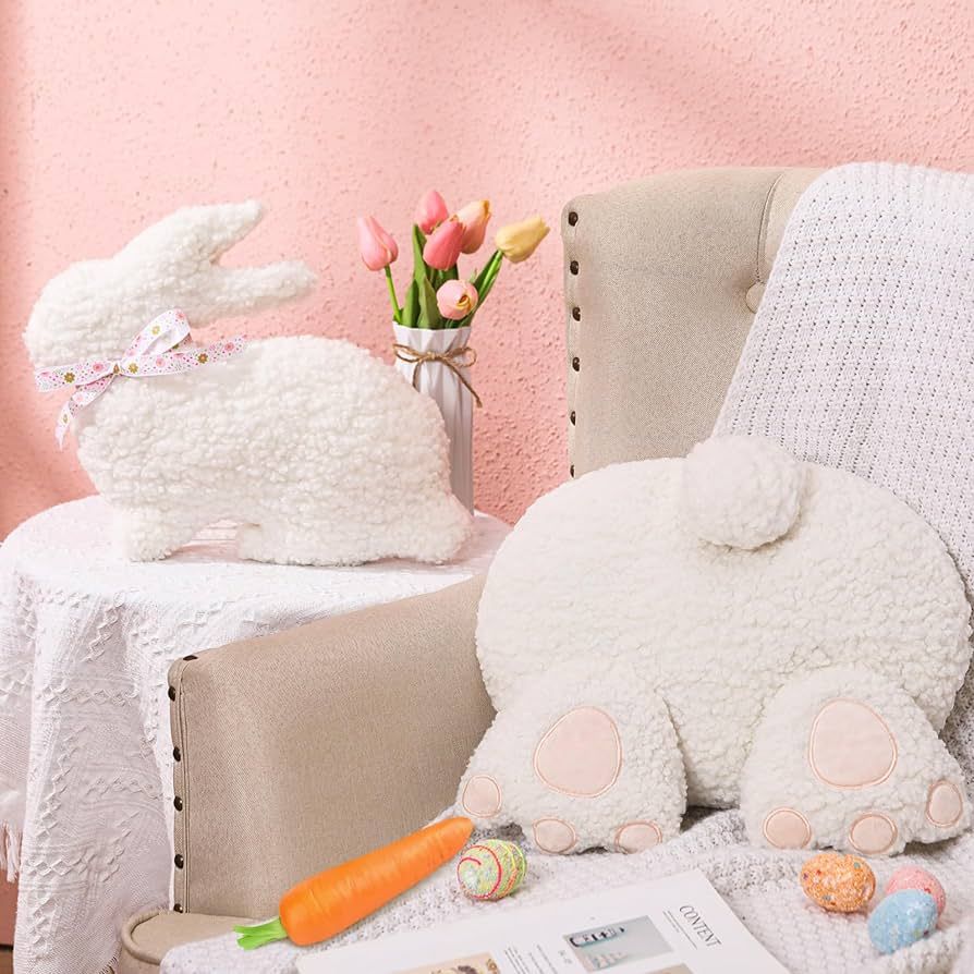Yuntau 2 Pieces Easter Pillows Bunny Butt Shaped Throw Pillow Bunny Stuffed Pillow Hugging Pillow... | Amazon (US)