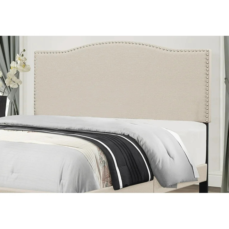Hillsdale Furniture Kiley Upholstered Arched King Headboard with Nailhead Trim, Linen | Walmart (US)