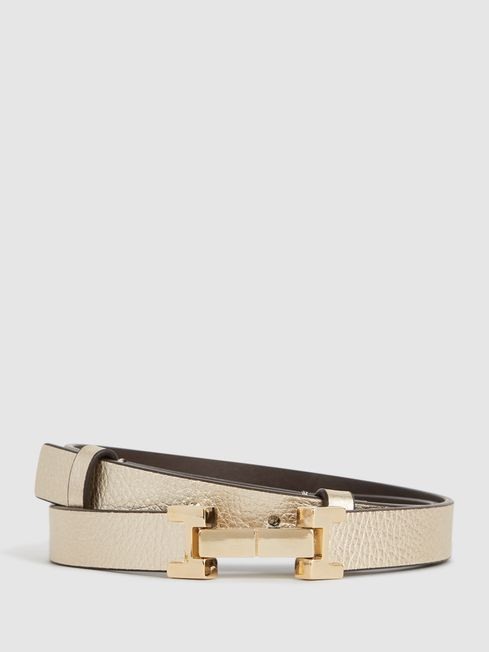 Leather Square Hinge Belt | Reiss UK