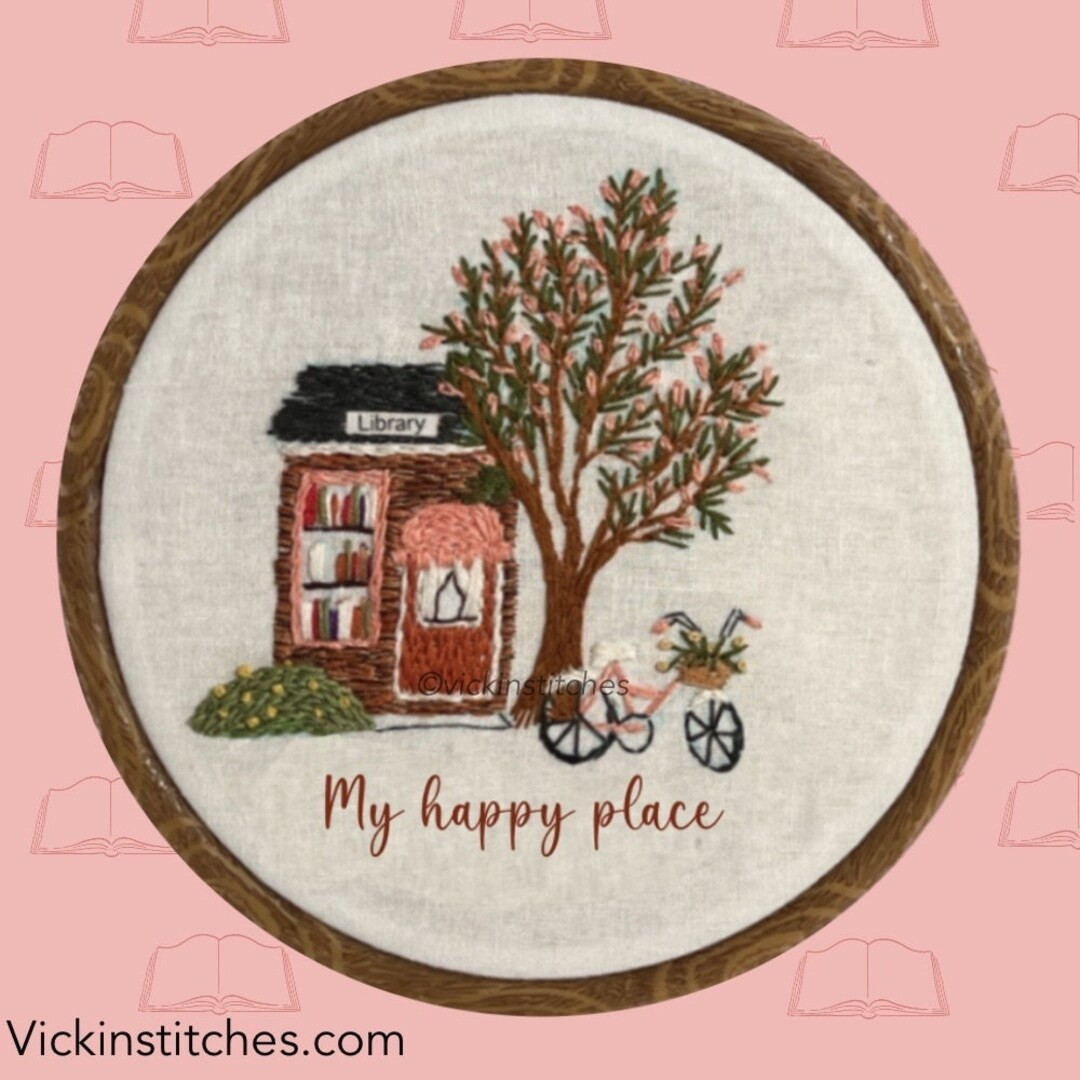 The Reader, Book Lover, Embroidery Kit for Beginners. Charming Library for Readers. Small Town Ha... | Etsy (US)