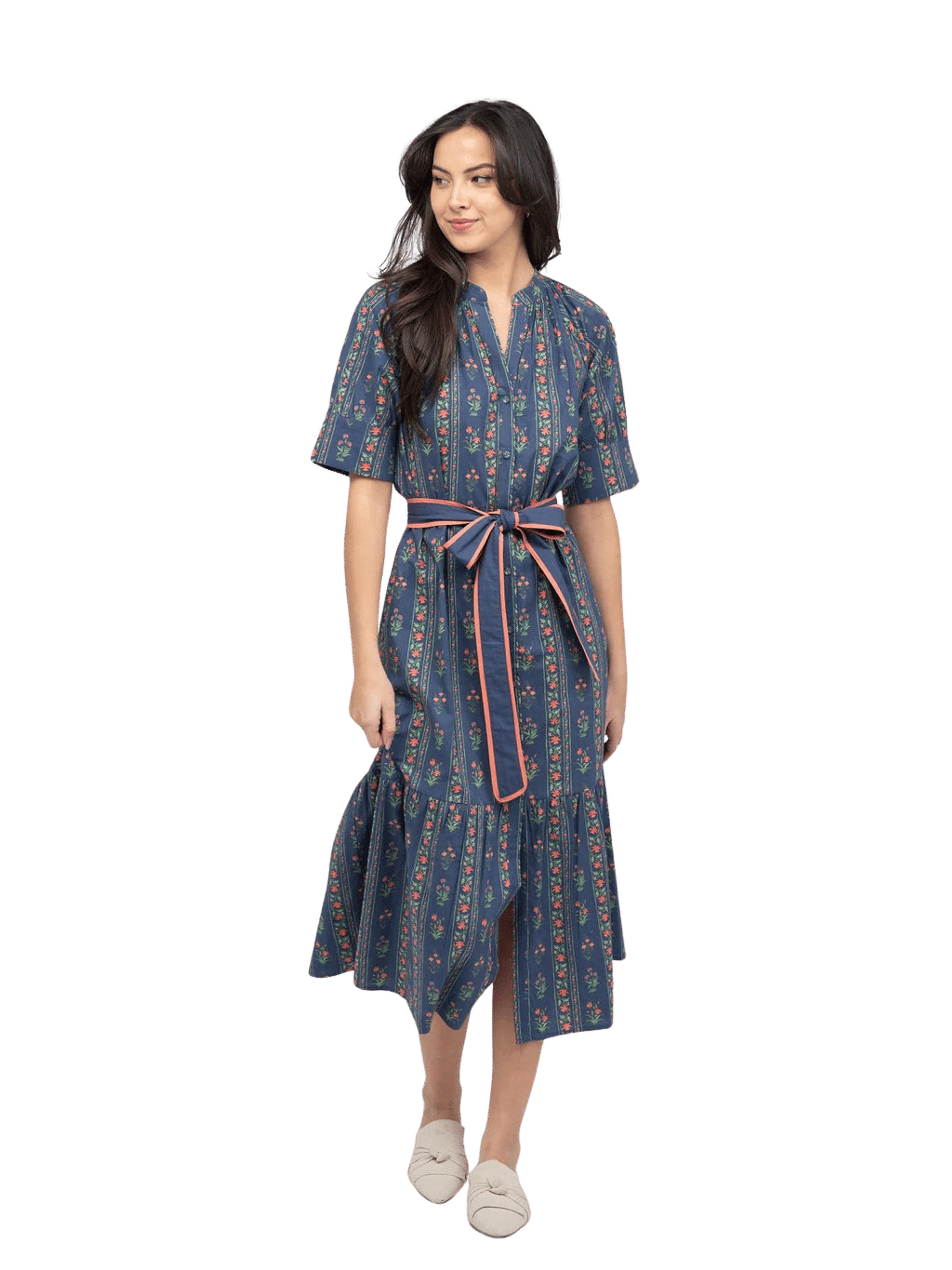 Beau & Ro Jane Dress, Jaipur Floral Navy | Monkee's of Mount Pleasant