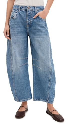 Free People Womens We The Free Good Luck Mid-Rise Barrel Jeans Ultra Light Beam 27 | Amazon (US)