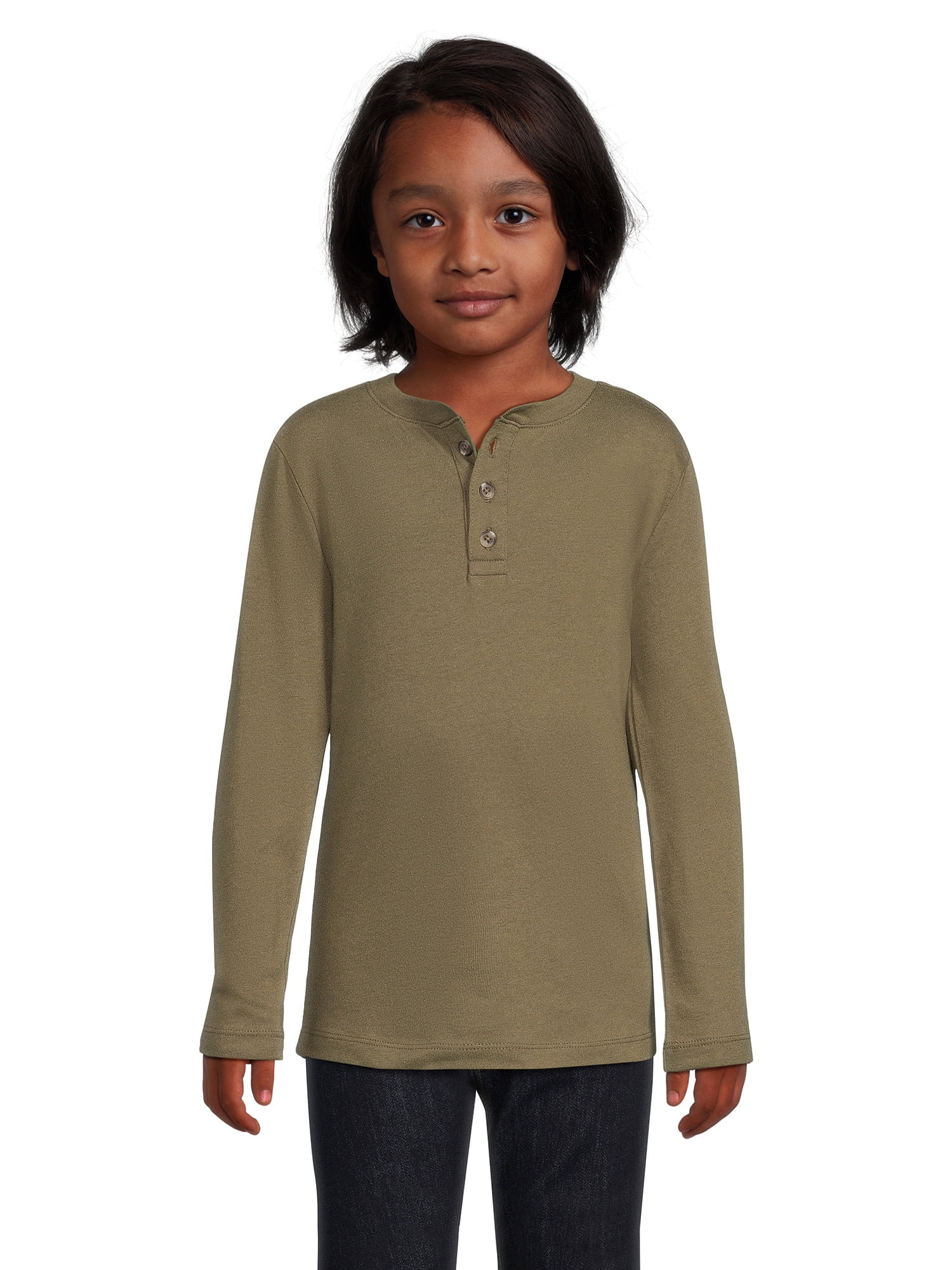Wonder Nation Boys Long Sleeve Henley Shirt, Sizes 4-18 & Husky - Walmart.com | Walmart (US)