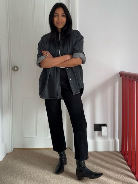 Arket shirt and tshirt, black Levi 501 jeans, casual outfit, cropped jeans, by far boots,  black boots, casual outfit, day time outfit 

#LTKeurope #LTKSeasonal #LTKstyletip
