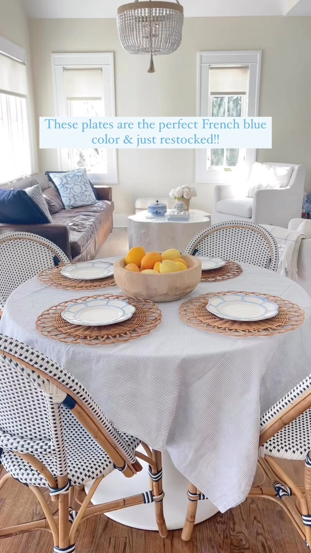 These pretty French blue bamboo plates just restocked!! Set of 4 under $50!! 😍🙌🏻🏃🏼‍♀️

#LTKHome #LTKWatchNow #LTKFindsUnder50