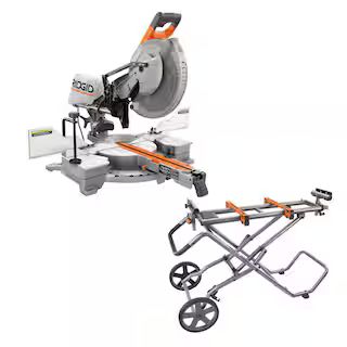 15 Amp 12 in. Corded Sliding Miter Saw and Universal Mobile Miter Saw Stand with Mounting Braces | The Home Depot