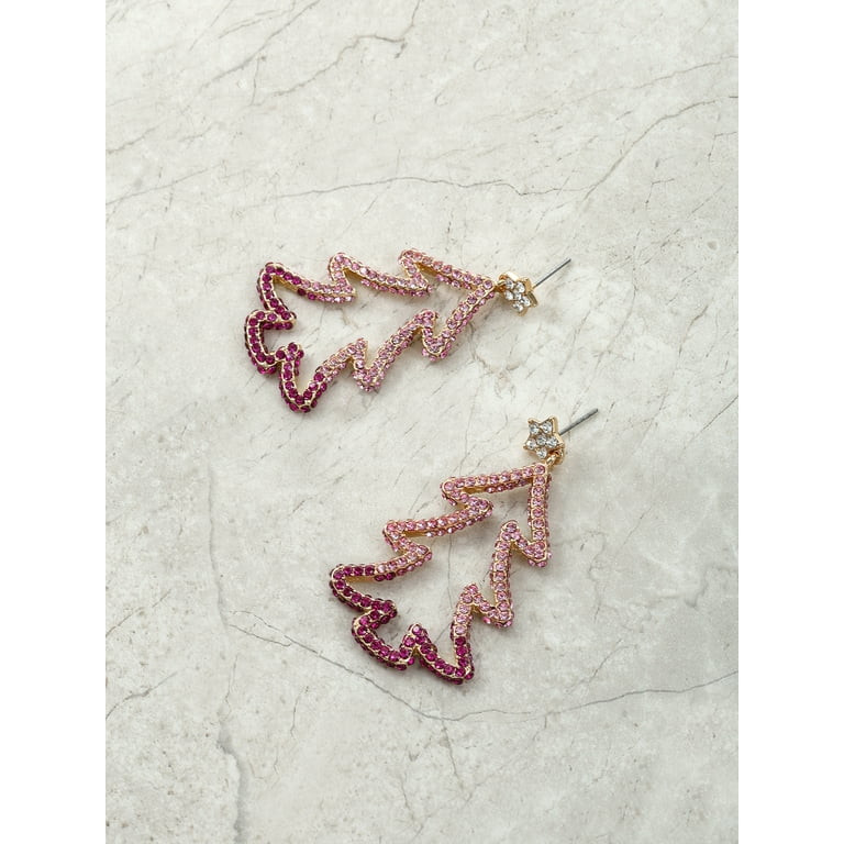 Packed Party Pink Christmas Tree Earrings | Walmart (US)