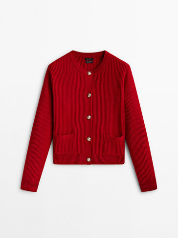 Wool and cashmere blend purl knit cardigan - Massimo Dutti | Massimo Dutti US