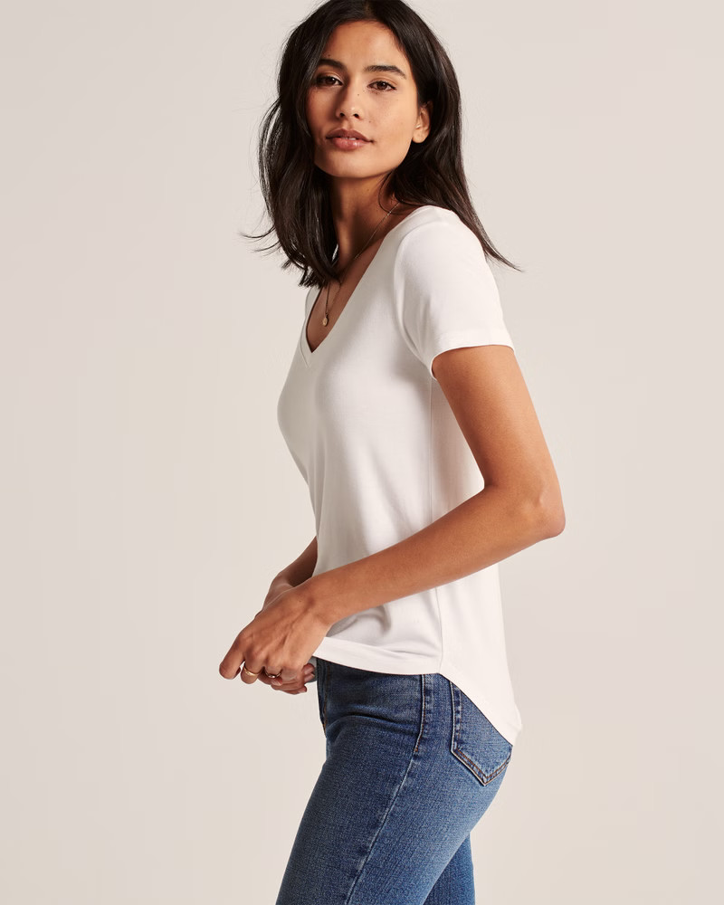 Women's Drapey V-Neck Tee | Women's Tops | Abercrombie.com | Abercrombie & Fitch (US)