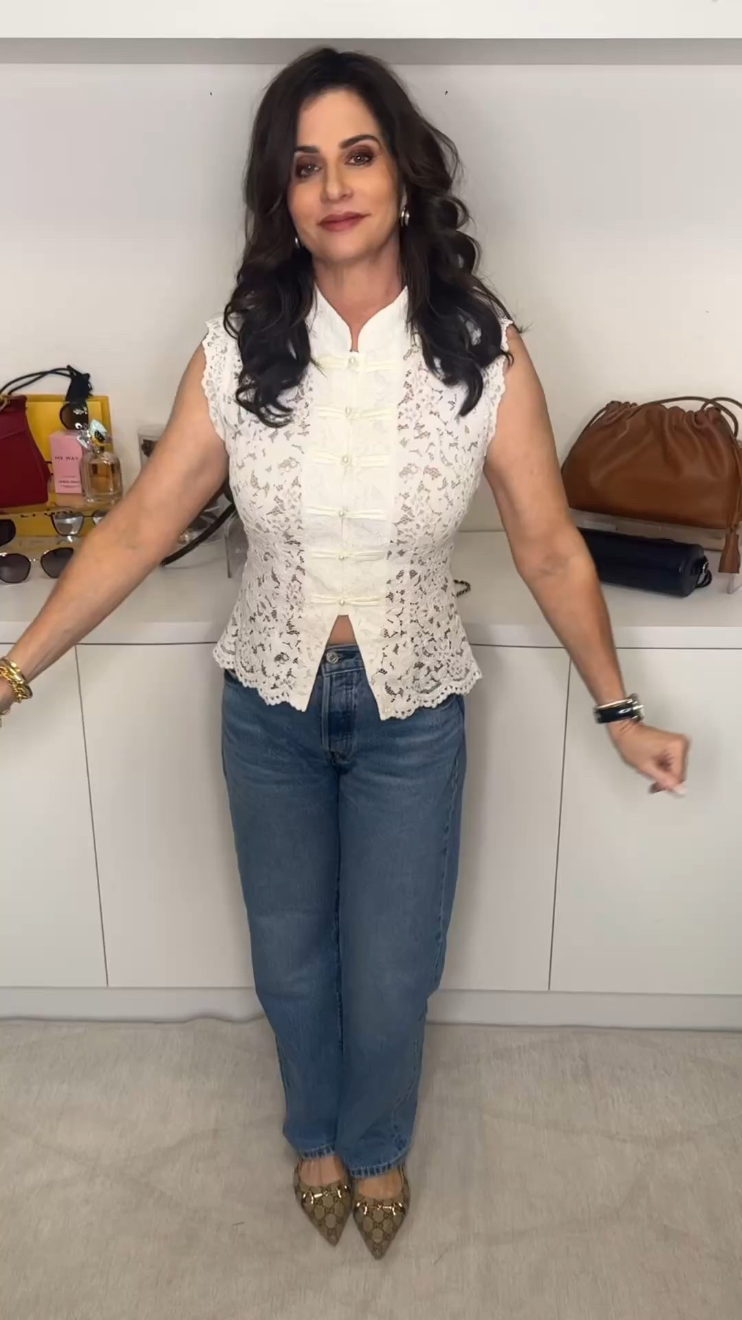 My favorite kind of look , dainty with distressed. The embroidery blouse with pearls is exquisite! Wearing a med , jeans 25. #embroideredblouse #daintywithdistressstyle 

#LTKootd #LTKPetite #LTKOver40

#LTKOver40 #LTKSaleAlert #LTKgrwm