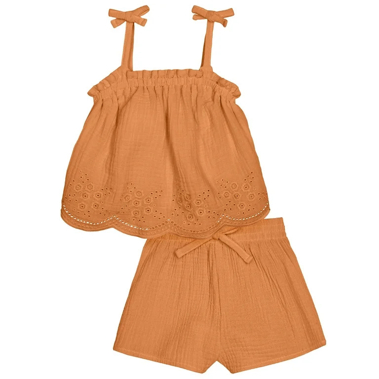 Modern Moments By Gerber Toddler Girl Casual Cotton Gauze Outfit Set, 2-Piece, Sizes 12M-5T | Walmart (US)