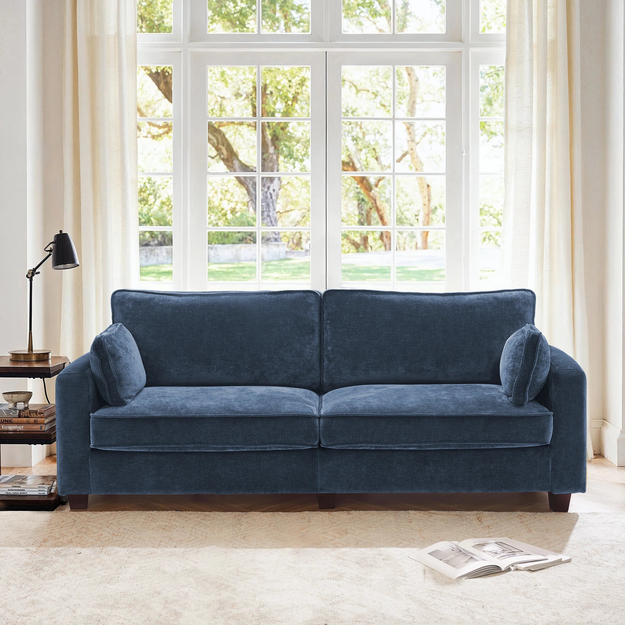 80.71'' Upholstered Square arm standard  3 seater sofa | Wayfair North America