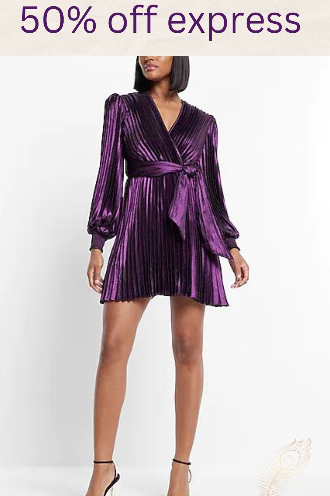 Purple wrap dress 50% off sale from express 

#LTKSeasonal #LTKHoliday #LTKsalealert