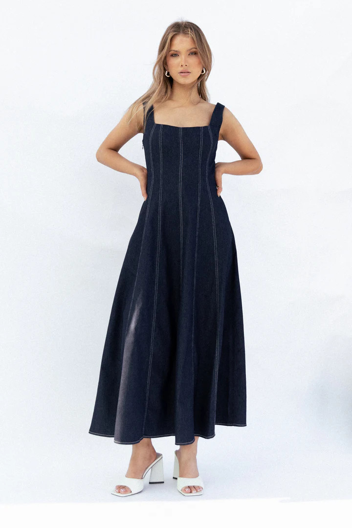 Callum Midi Dress - Dark Denim | Petal & Pup (US)