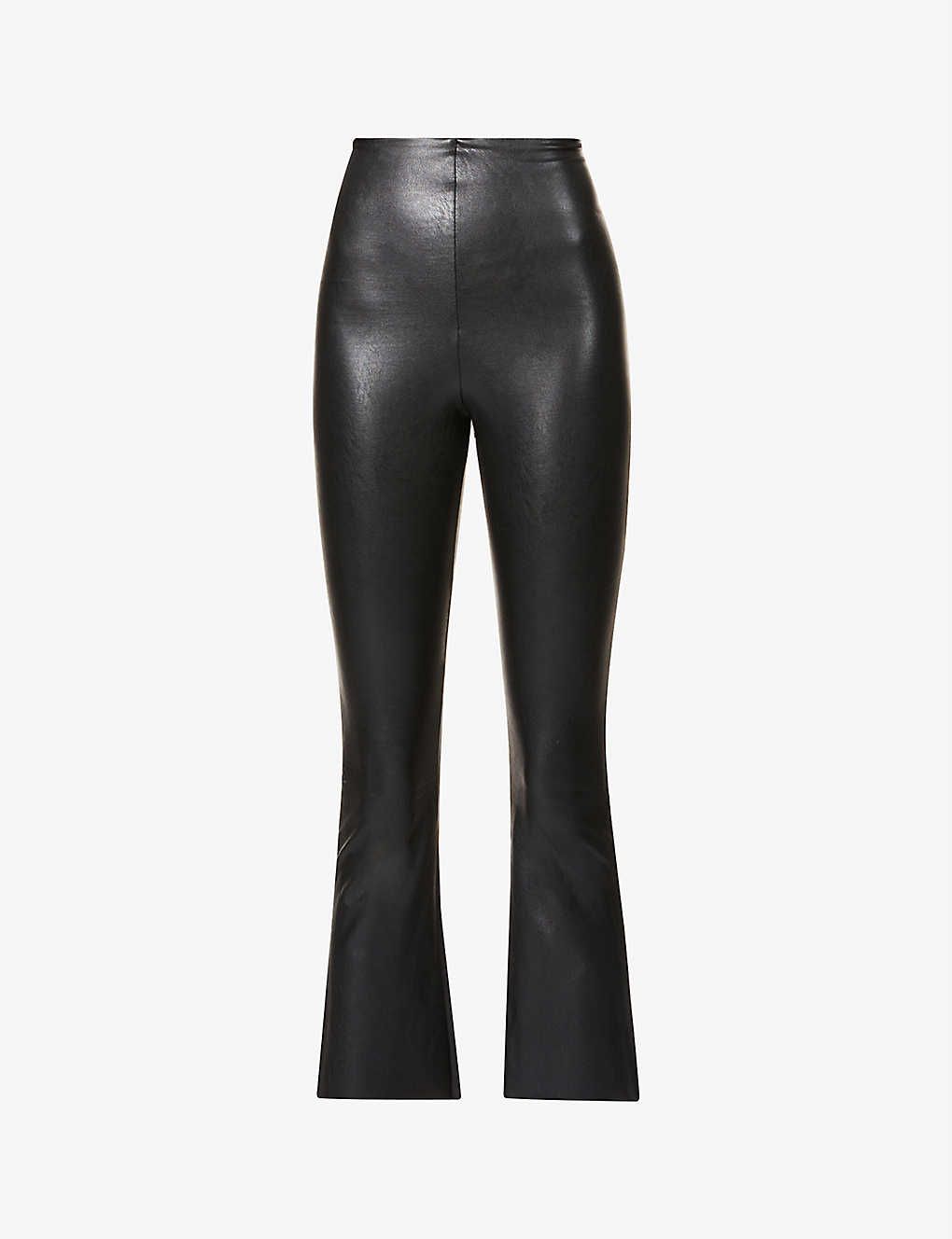 Cropped flared high-rise faux-leather trousers | Selfridges
