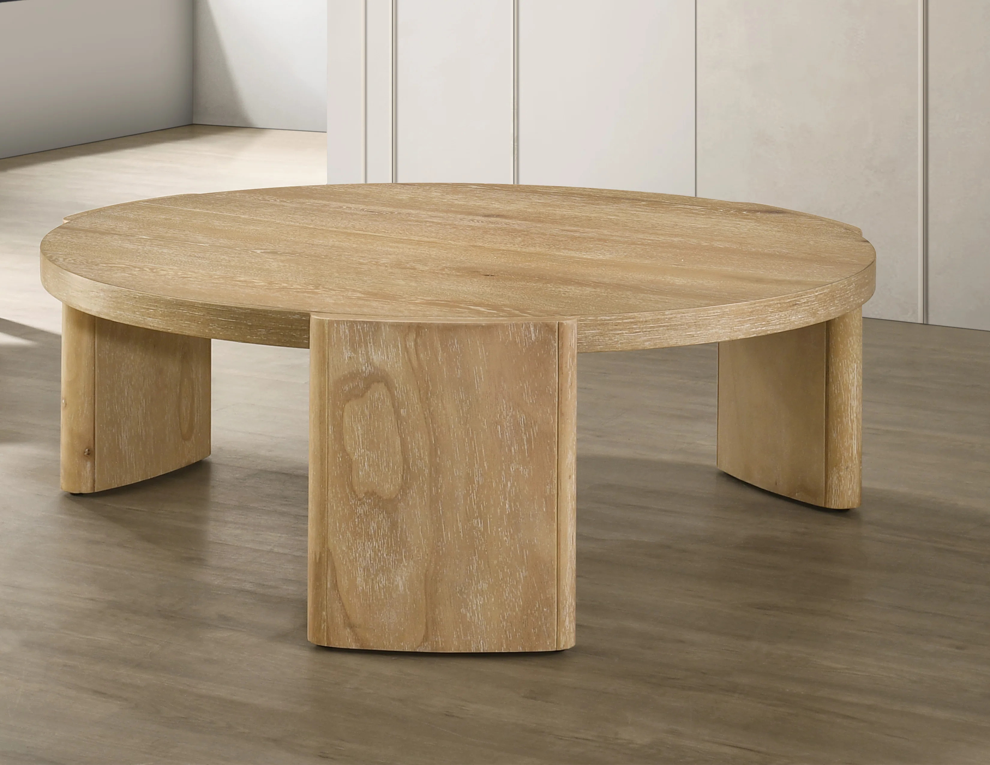 Kepler 40 Inch Round Driftwood Coffee Table | Wayfair North America