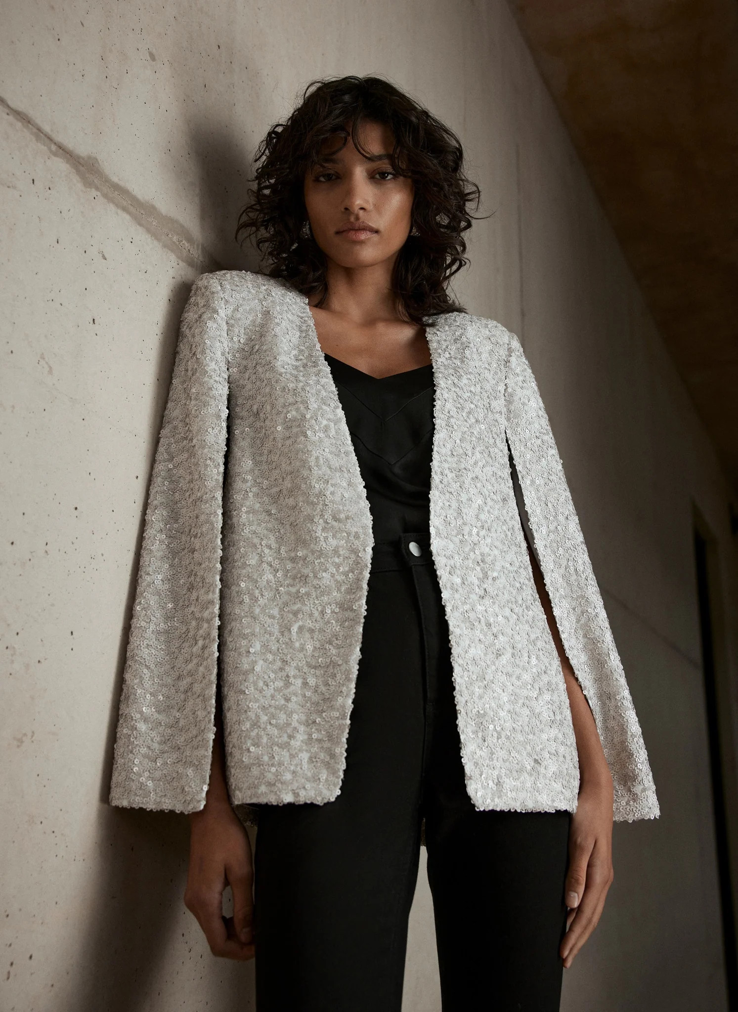 Neutral Sequin Cape | Mint Velvet