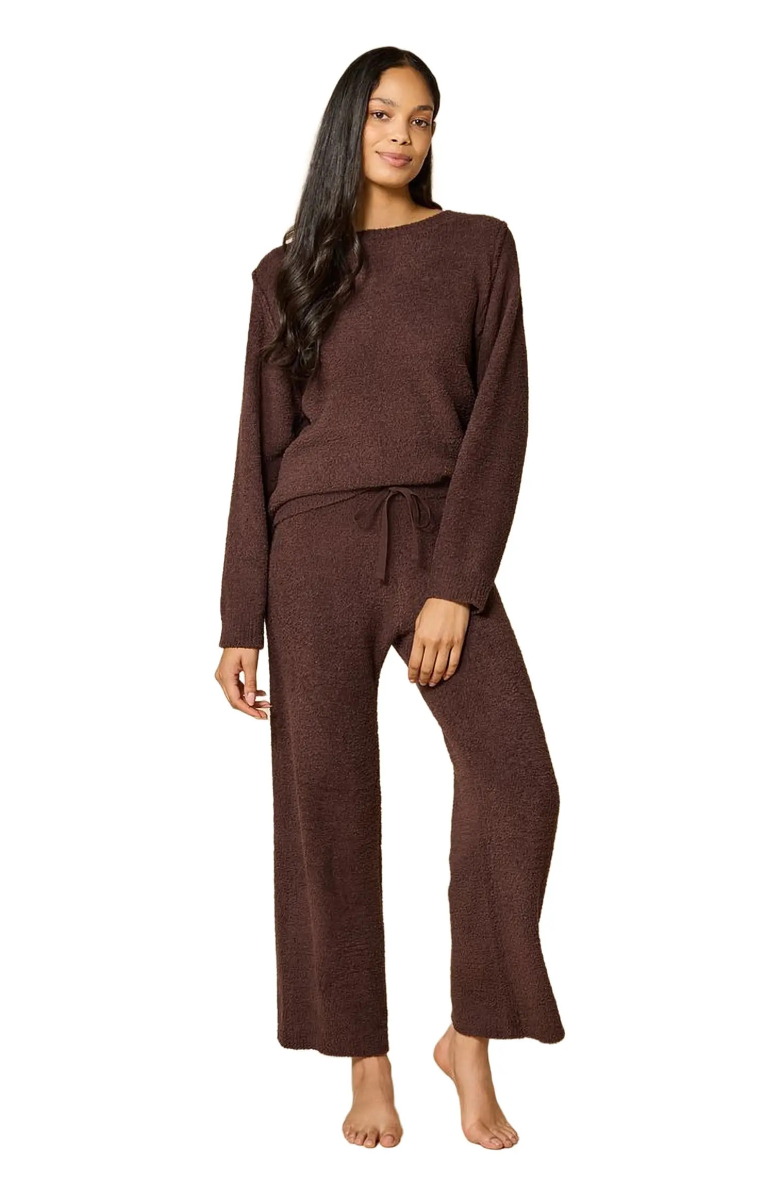Softies Solid Marshmallow Reverse Seam Crew Neck Lounge Set with Bracelet Sleeve | Nordstrom | Nordstrom