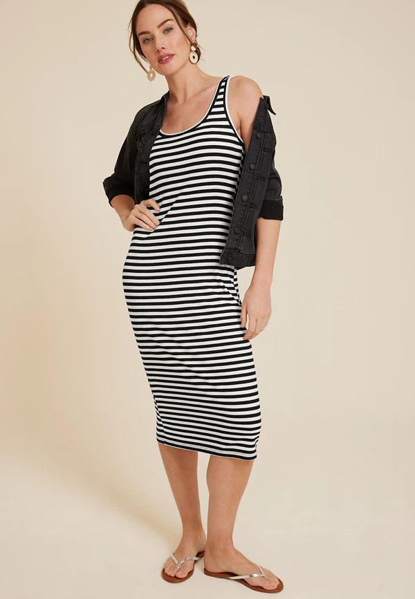 24/7 Bra Cup Striped Midi Dress | Maurices