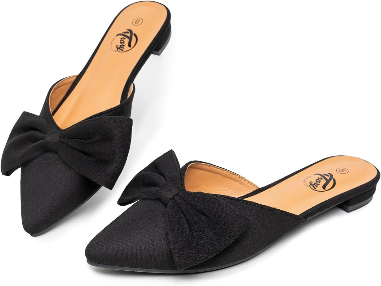 Trary Mules for Women Flats Comfortable, Bow Pointed Toe Womens Mules, Flats Mules Shoes for Wome... | Amazon (US)