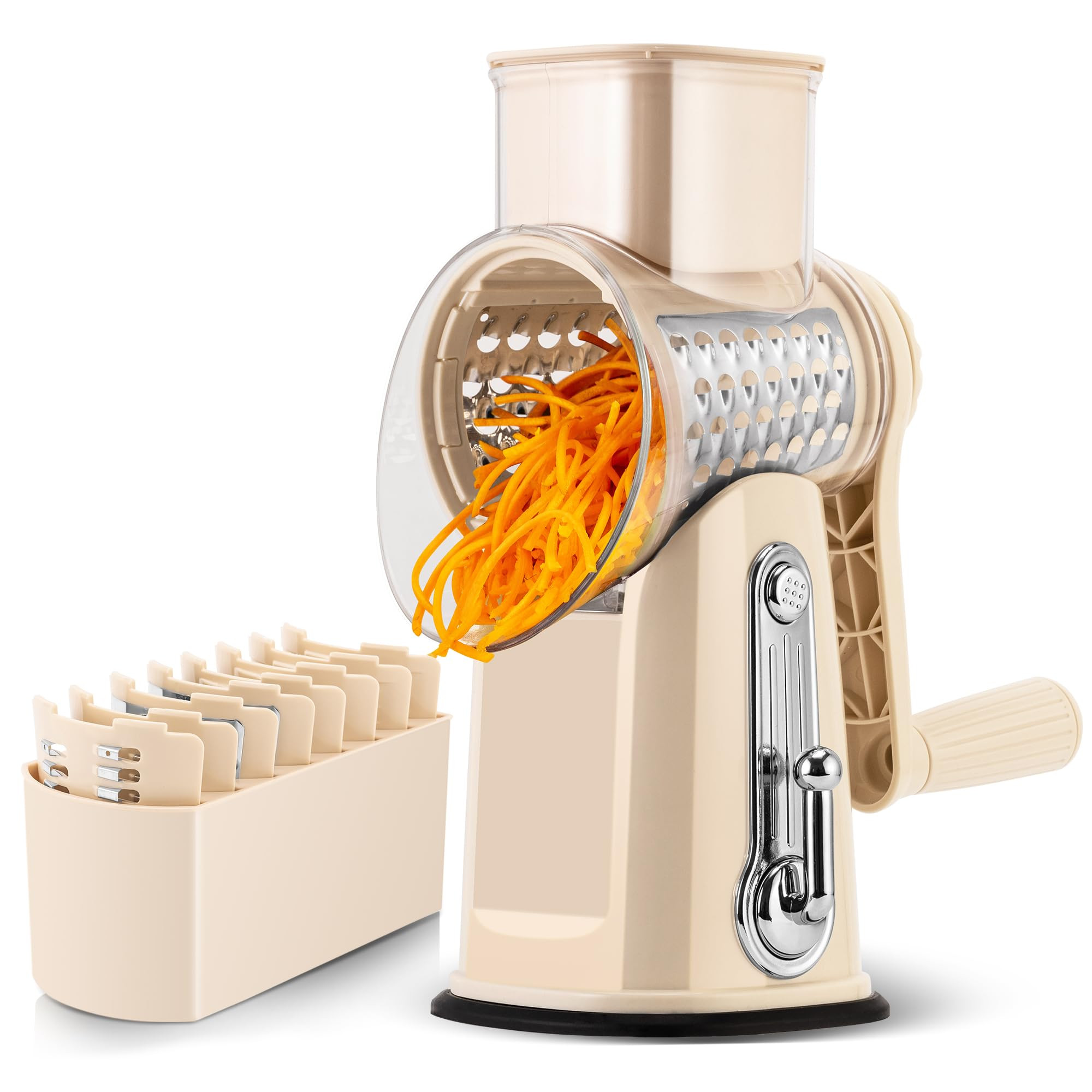 SUSTEAS Rotary Cheese Grater with Handle - Vegetable Shredder with 5 Well-designed Blades & Stron... | Amazon (US)