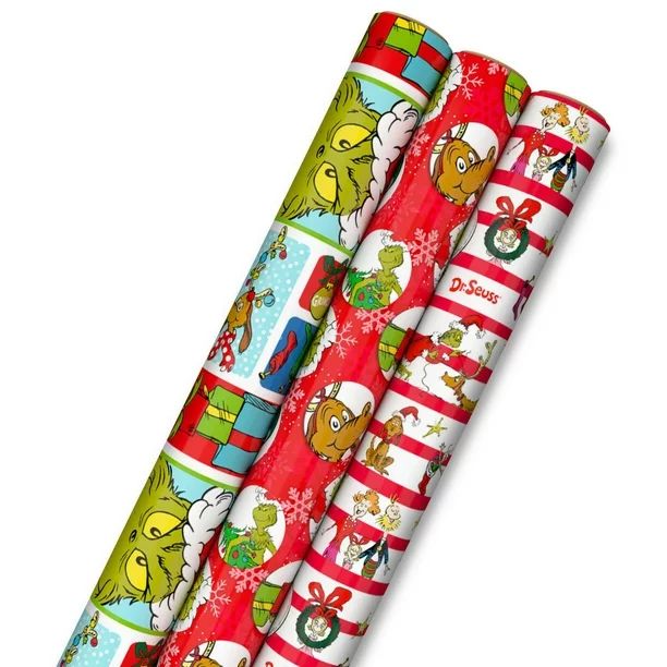 Hallmark Dr. Seuss Grinch Christmas Wrapping Paper Bundle with Cut Lines on Reverse (3 Rolls: 60 ... | Walmart (CA)