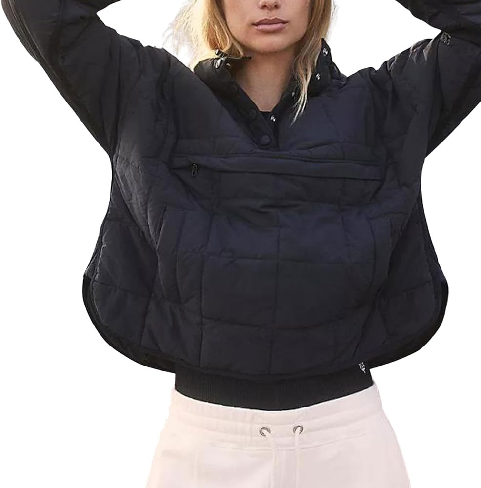 Nicfazy Womens Quilted Pullover Puffer Jacket Lightweight Packable Hoodies Long Sleeve Winter Coa... | Amazon (US)