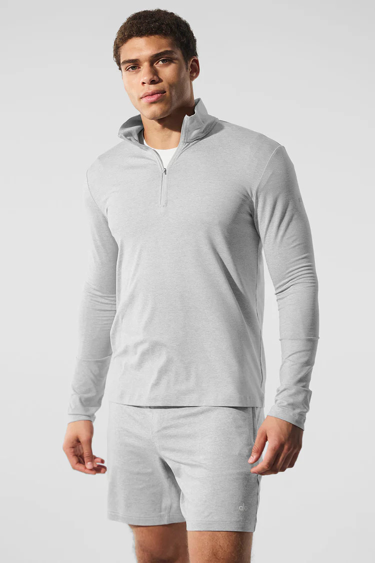 Conquer 1/4 Zip Reform Long Sleeve - Athletic Heather Grey | Alo Yoga (US)