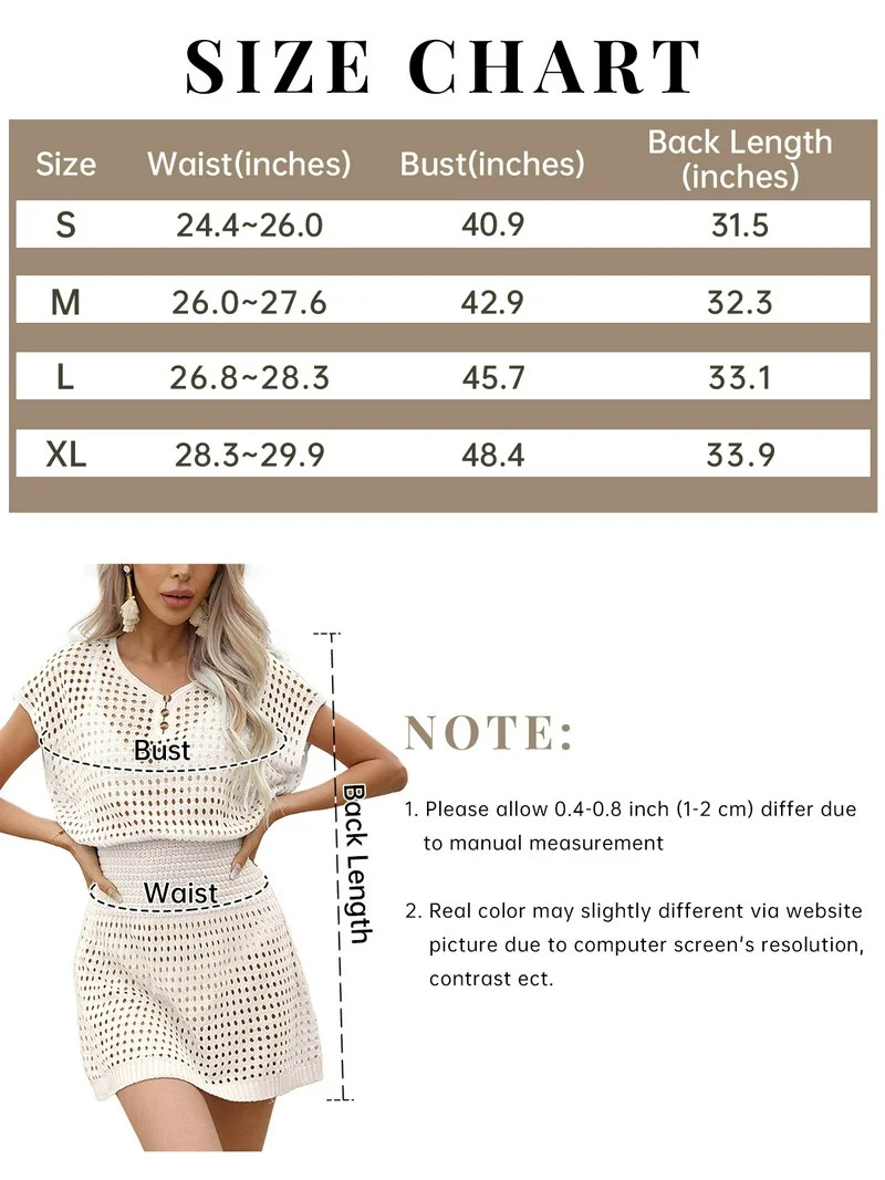 Anygrew Women's Short Sleeve Crochet Swimsuit Cover Up | V Neck Decorative Button Front Bathing S... | Walmart (US)