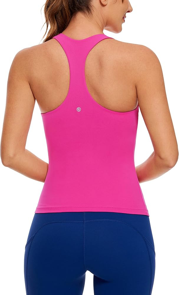 CRZ YOGA Butterluxe Workout Tank Tops for Women Built in Shelf Bras Padded - Racerback Athletic S... | Amazon (US)