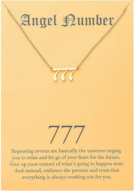 Tasunom 2pcs Old English Angel & Number Necklace Numerology Jewelry for Women 18K Gold Plated Sta... | Amazon (US)
