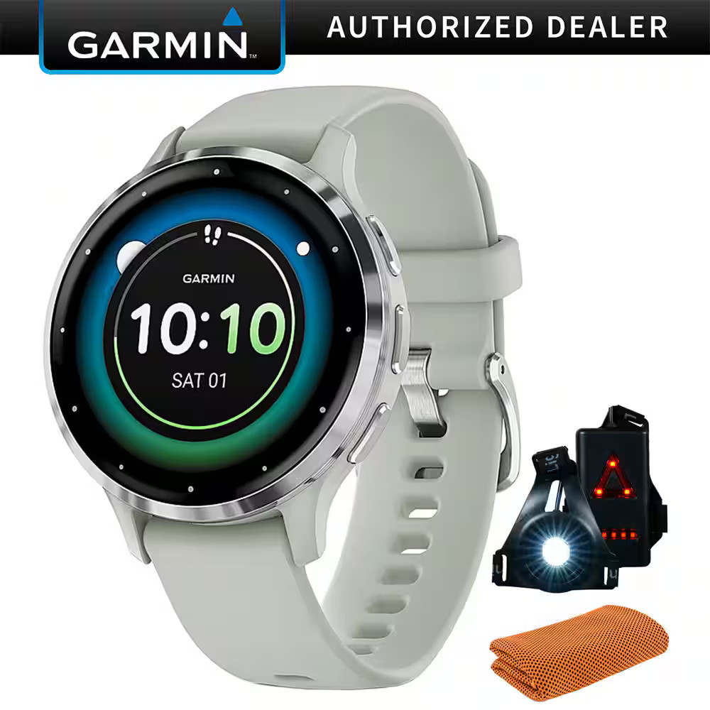 Garmin - Venu 3S Fitness GPS Smartwatch Steel Bezel w/ Sage Gray Case + Accessories Kit - Stainless Steel and Sage Gray - (2023) | Best Buy U.S.