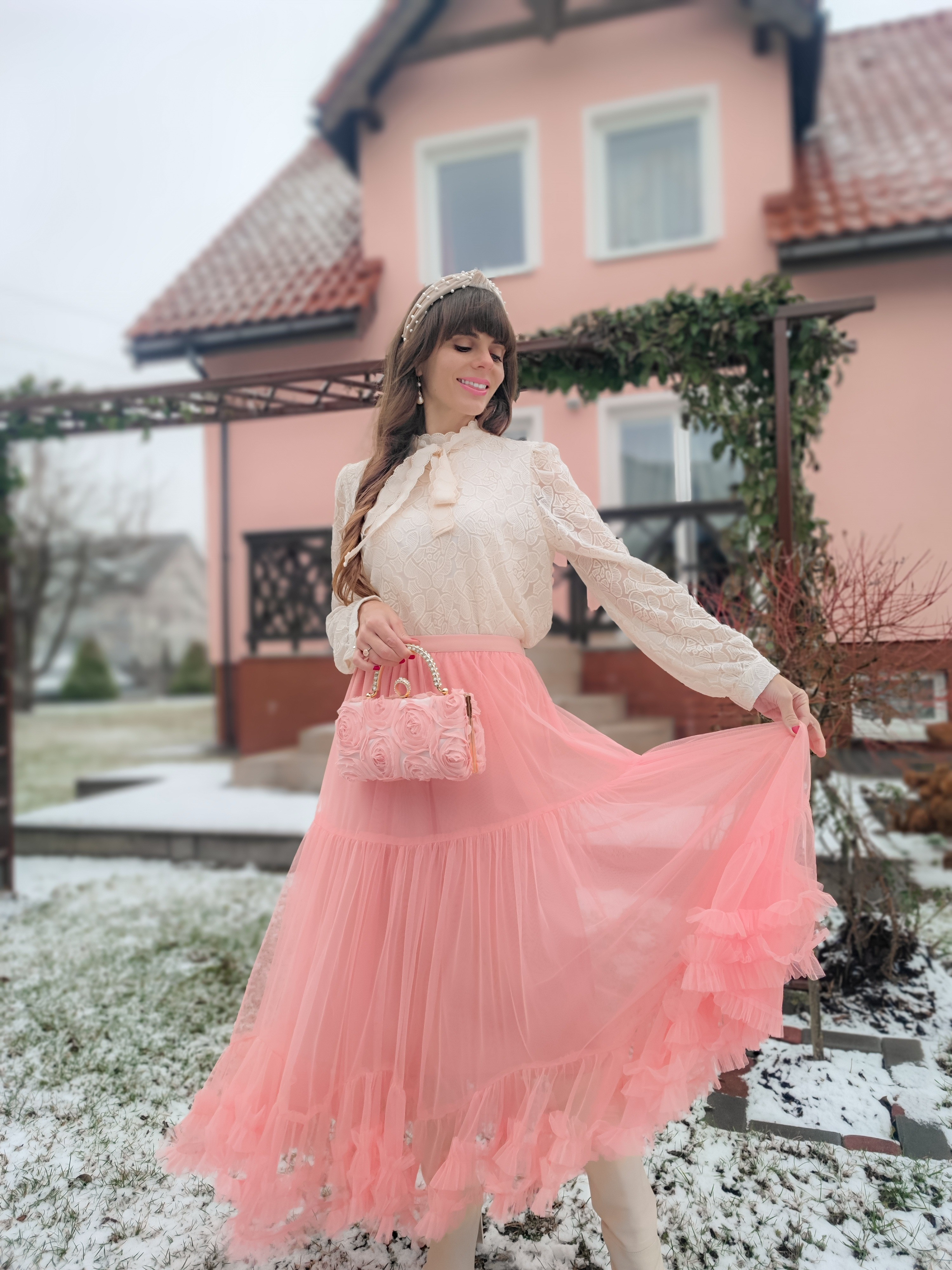 Early Valentine's Day outfit idea 🩷💫Chicwish cream bowknot embroidery blousePink tulle maxi skirtPink rose clutch Over the knee boots Cream bootsPearl jewelry Girly outfitsGirly styleWinter outfitsWinter style

#LTKSeasonal #LTKStyleTip #LTKFindsUnder50