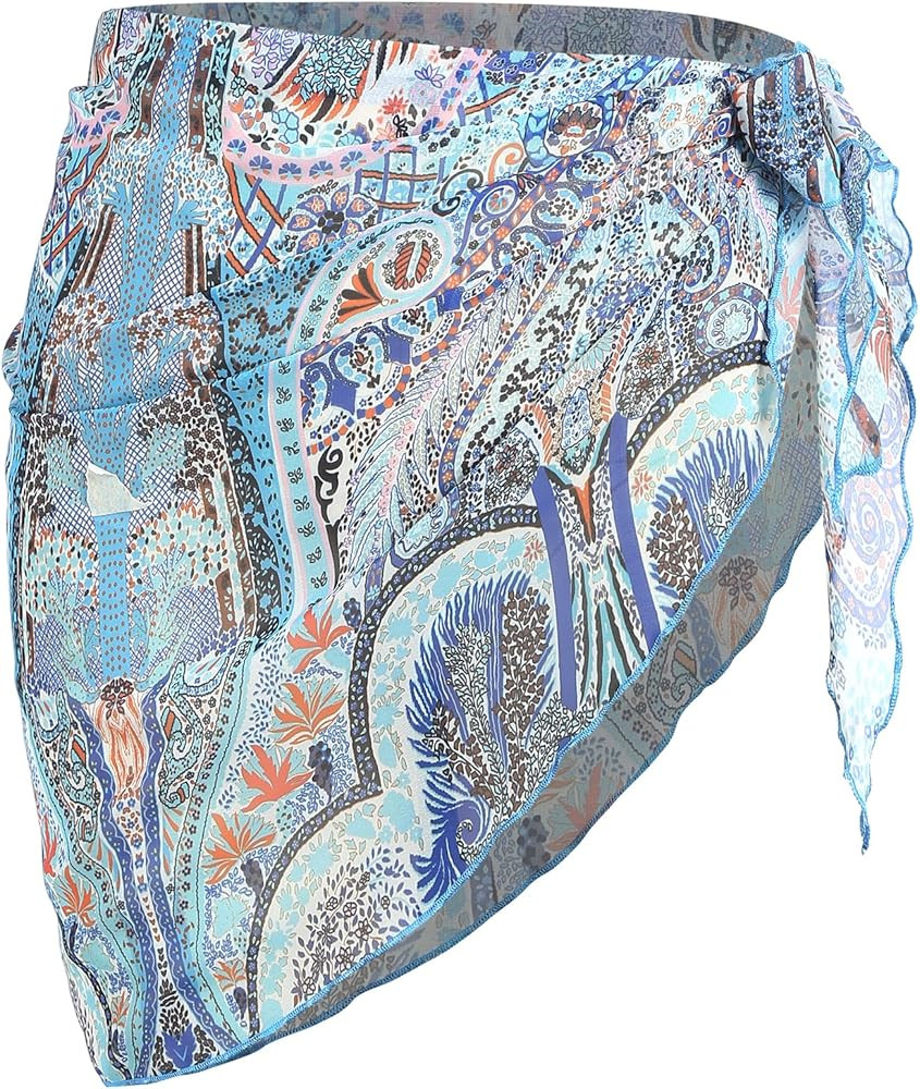 ZAFUL Boho Beach Cover Ups for Women Sarong Coverups Sheer Bikini Chiffon Wraps Skirts for Swimwe... | Amazon (US)