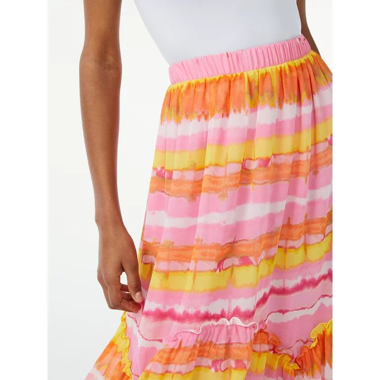 Scoop Women's Ruffle Tiered Midi Skirt - Walmart.com | Walmart (US)