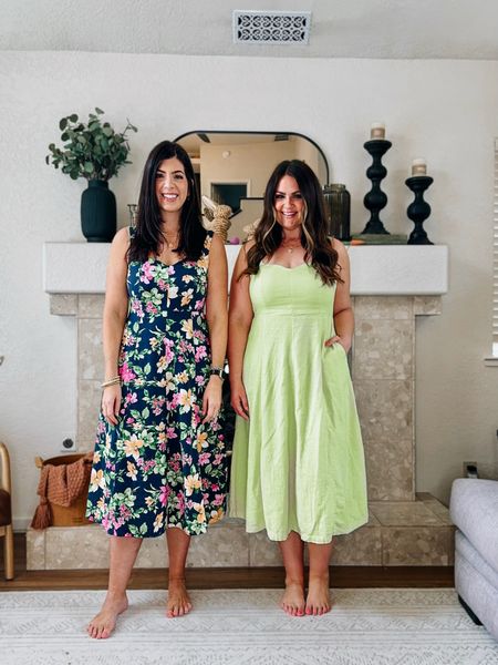 Spring old navy dresses 
@the_other_mk is wearing a medium and @itscourtneyhamilton is wearing large in the linen midi dress 

#LTKmidsize #LTKfindsunder50 #LTKover40