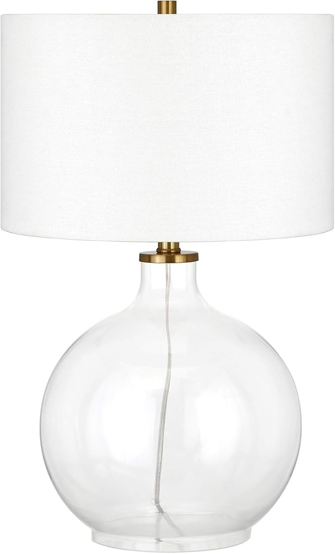 Laelia 24.75" Tall Table Lamp with Fabric Shade in Clear Glass/Brass/White | Amazon (US)