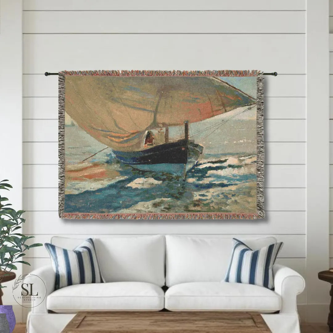 Vintage Ship Art Tapestry Maritime Wall Art, Ship Painting, Vintage Tapestry for Modern Farmhouse... | Etsy (US)