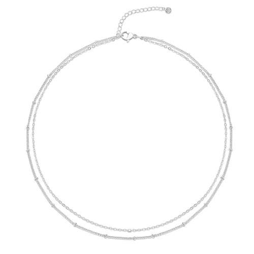 CHESKY Silver Layered Choker Necklaces for Women, Dainty Silver Plated Satellite Beaded Chain Necklace Tiny Thin Layering Beads Chokers Simple Trendy Minimalist Jewelry | Amazon (US)