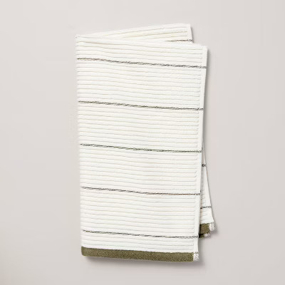 Ribbed Terry Bath Towels Cream/Green - Hearth & Hand™ with Magnolia | Target