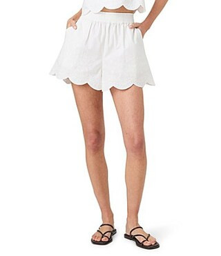 French Connection Alissa Embroidered High-Rise Pull-On Coordinating Shorts - S | Dillard's