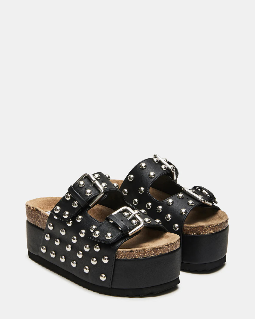 KALI Black Studs Platform Slide Sandal | Women's Sandals | Steve Madden (US)