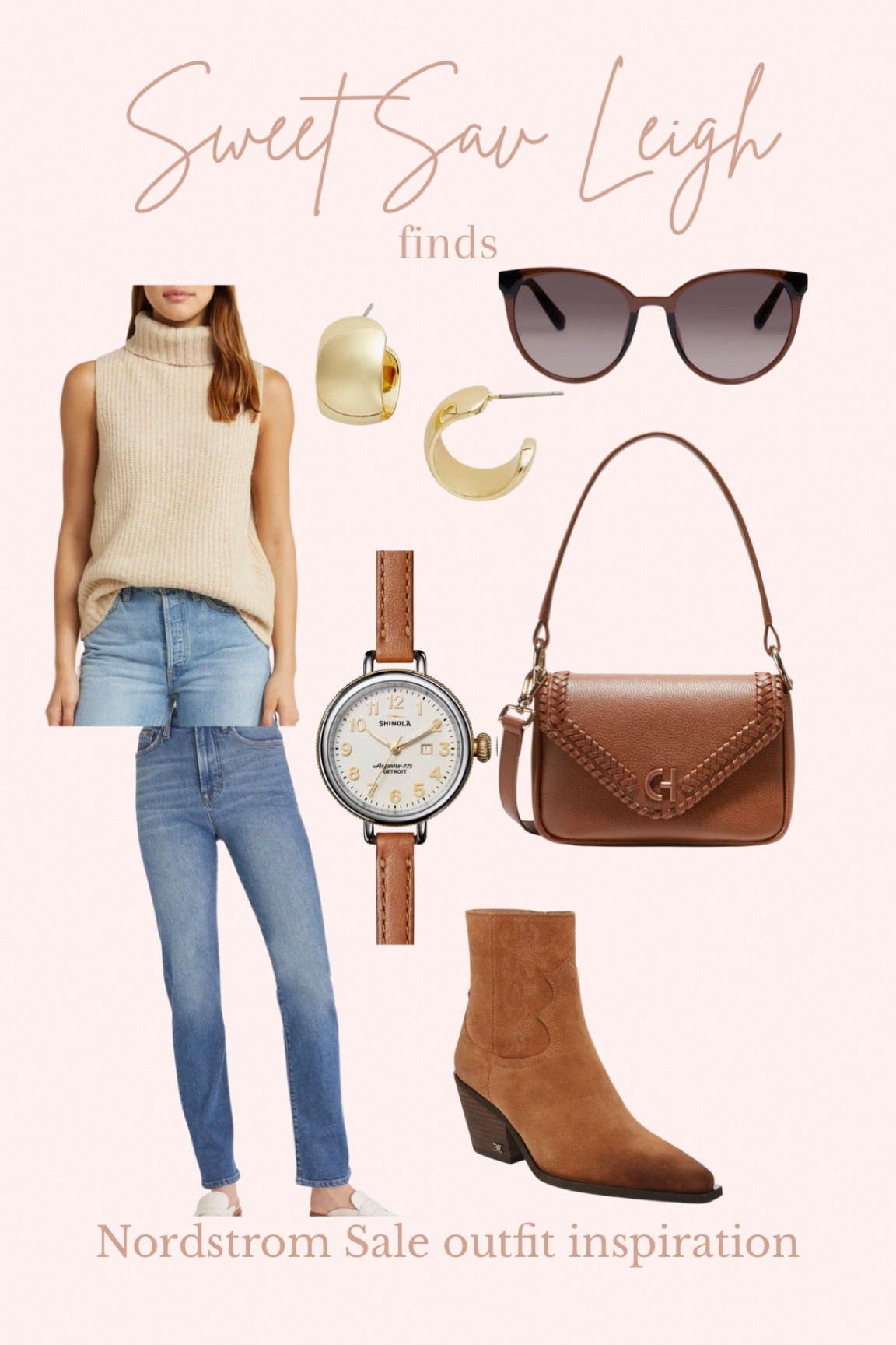 Nordstrom anniversary sale outfit inspo: sweater tank, turtleneck, mom jeans, straight jeans, madewell jeans, brown bag, brown booties, suede booties, fall outfit 

#LTKSeasonal #LTKxNSale #LTKFind